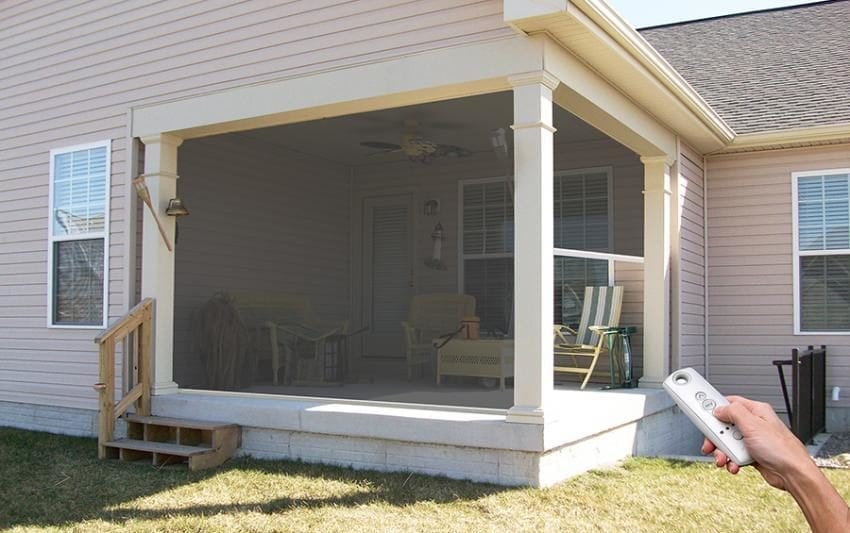 Motorized Retractable Solar Shades Porch
