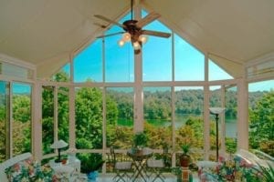 Sunroom with gable Style Roof Interior