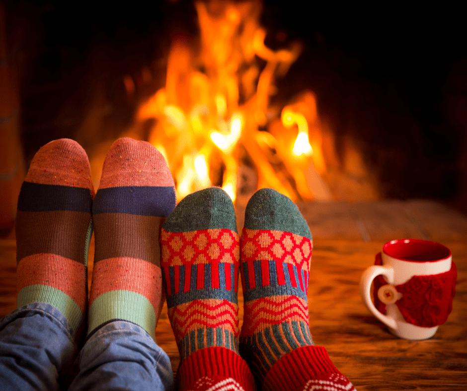 Warm socks by the fireplace