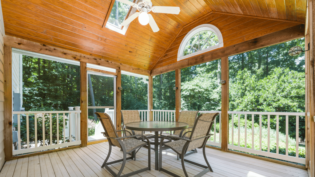 Screened Porch with ceiling fan | Stay Cool in Backyard