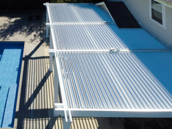 Arial view of louvered roof pergola