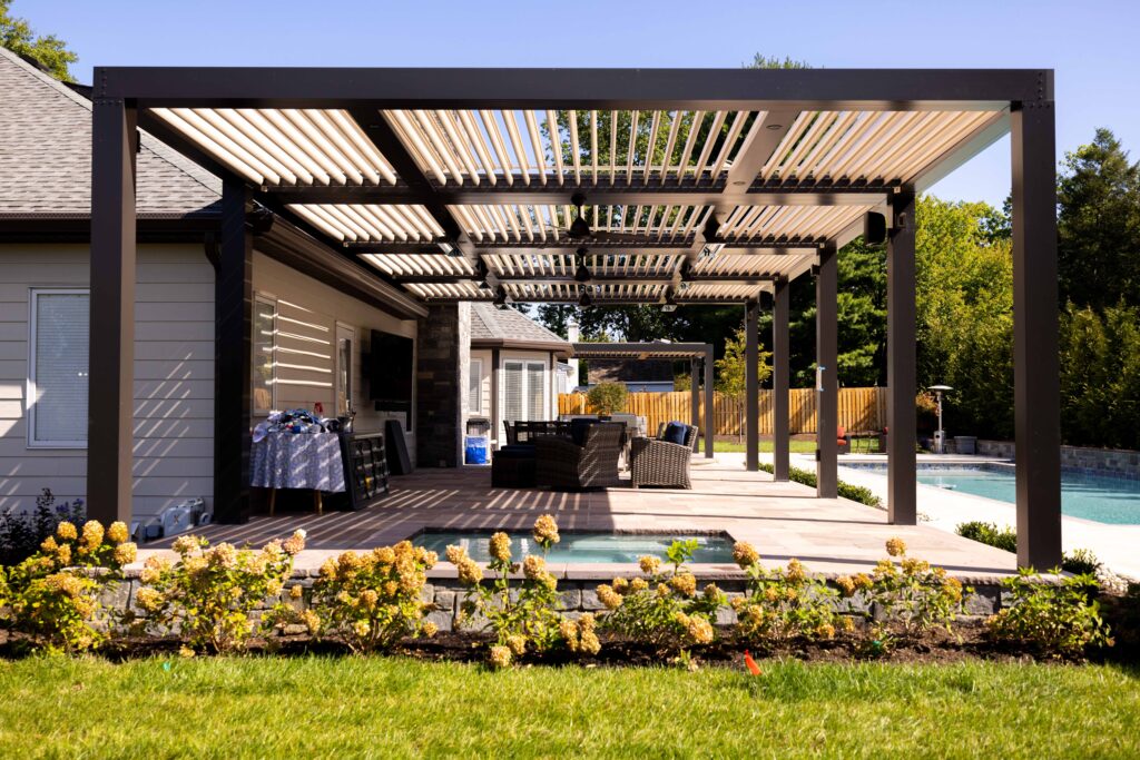 Louvered Roof Pergola over patio