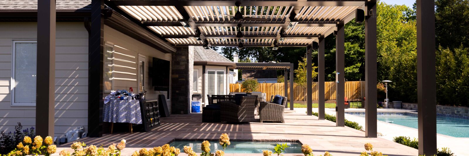 Louvered Roof Pergola over patio